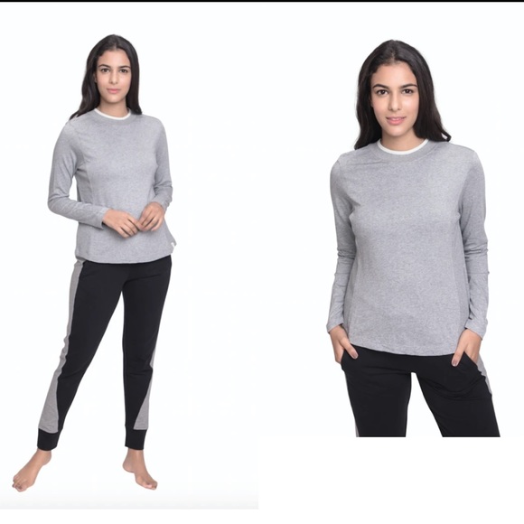 SATVA DANA LONG SLEEVE TOP HEATHER GREY SIZE SMALL - Picture 8 of 13